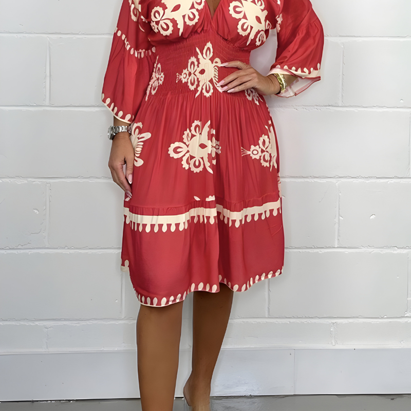 LUNA | Korte Boho Bloemenjurk met Flatterende Snit voor Elegante Vakantie- of Evenementlook
