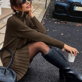 Gebreide Dames Set – Coltrui & Rok in Chocoladebruin | Herfst & Winter Outfit