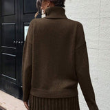 Gebreide Dames Set – Coltrui & Rok in Chocoladebruin | Herfst & Winter Outfit