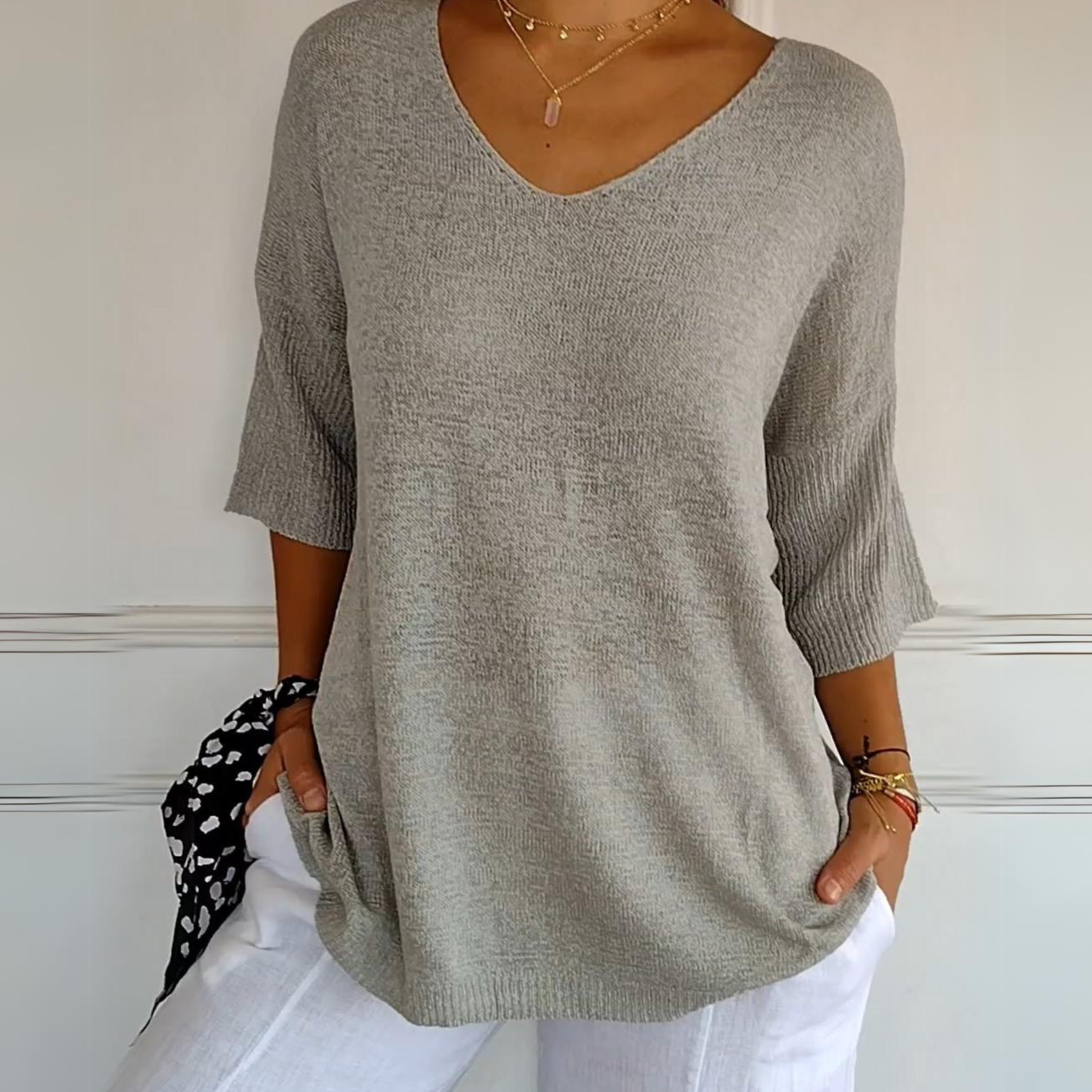 Lichtblauwe Gebreide Trui – Comfort en Stijl in Eén