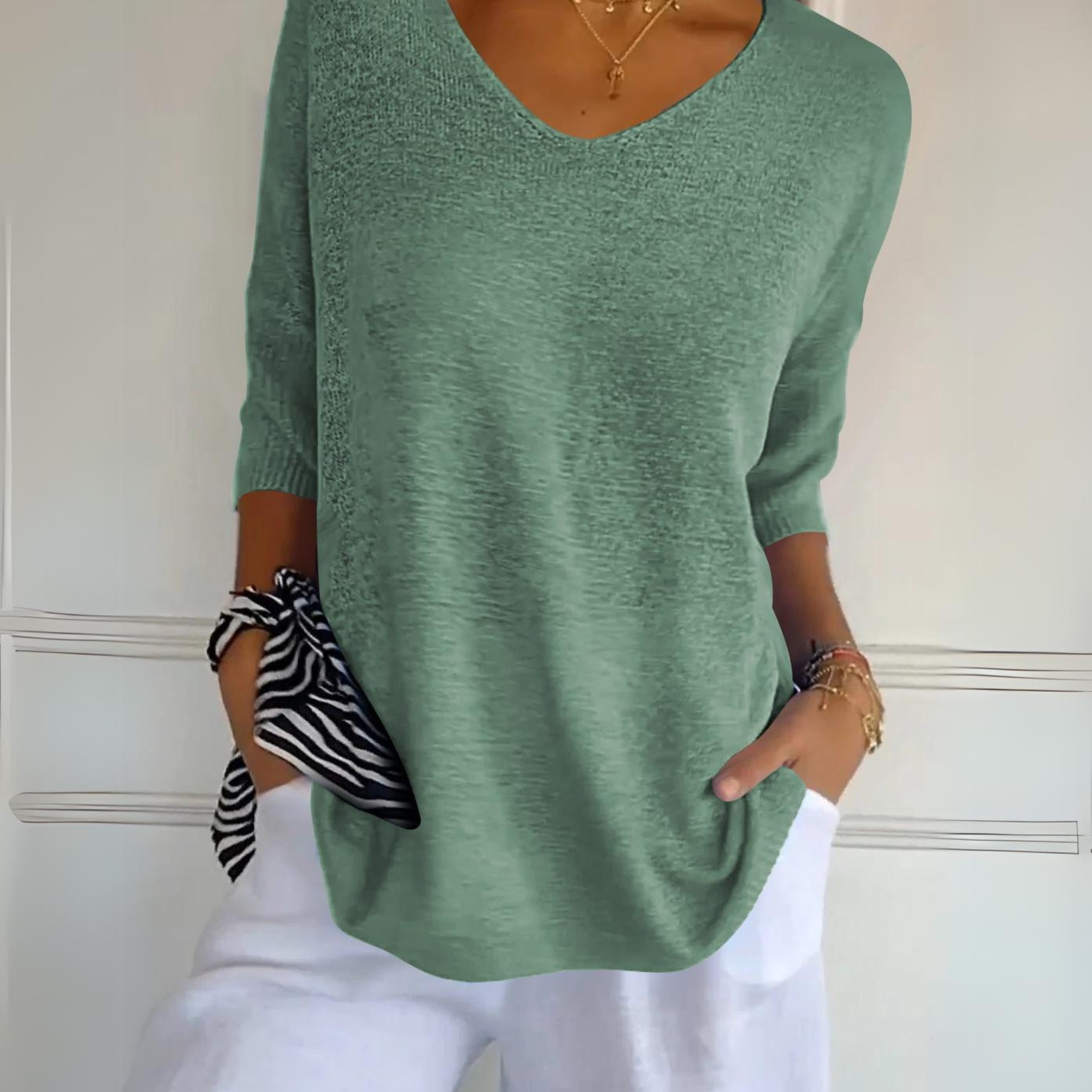 Lichtblauwe Gebreide Trui – Comfort en Stijl in Eén