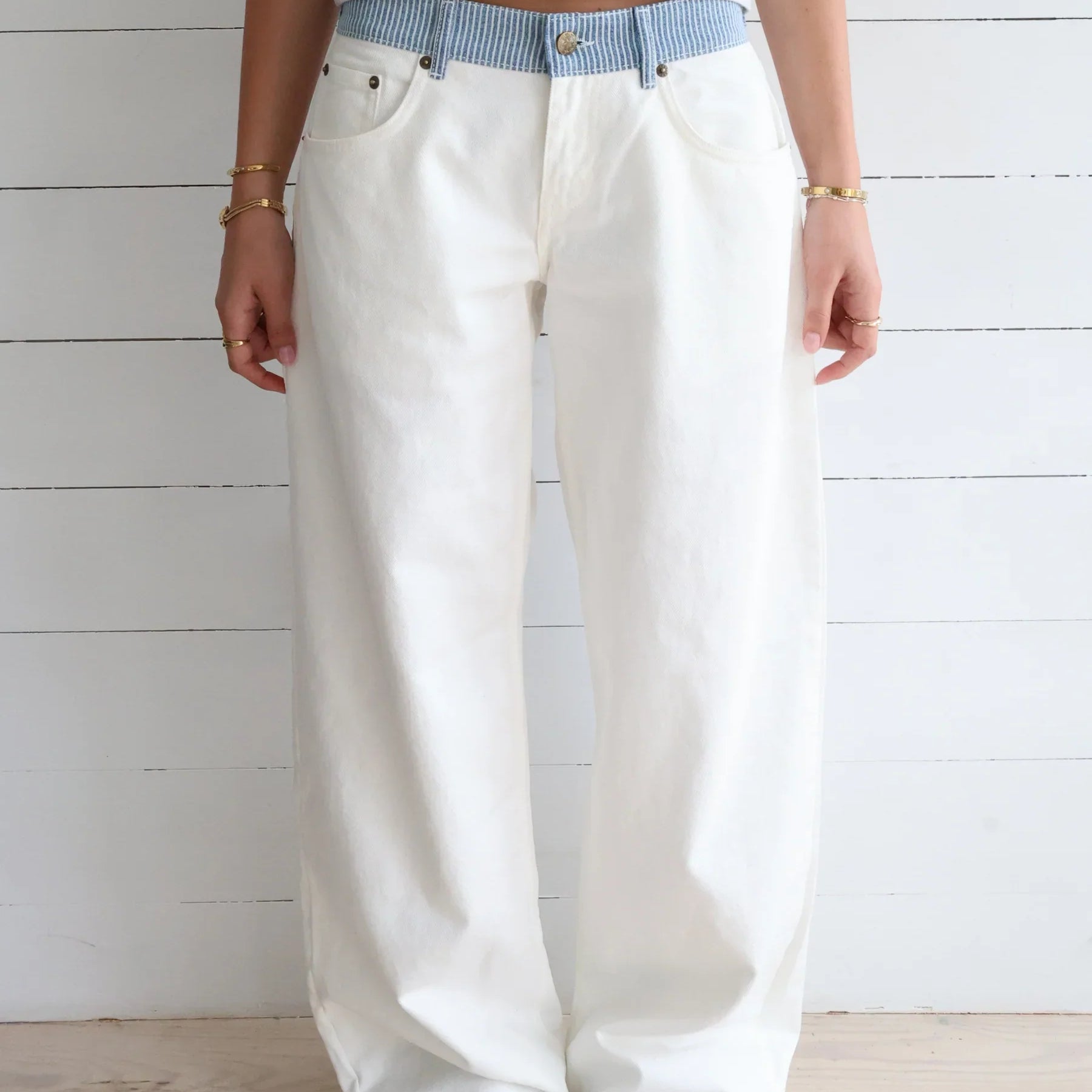 Milly Gestreepte Relaxed Fit Jeans