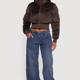 Corduroy Zip Puffer Jas - NoorderAmsterdam