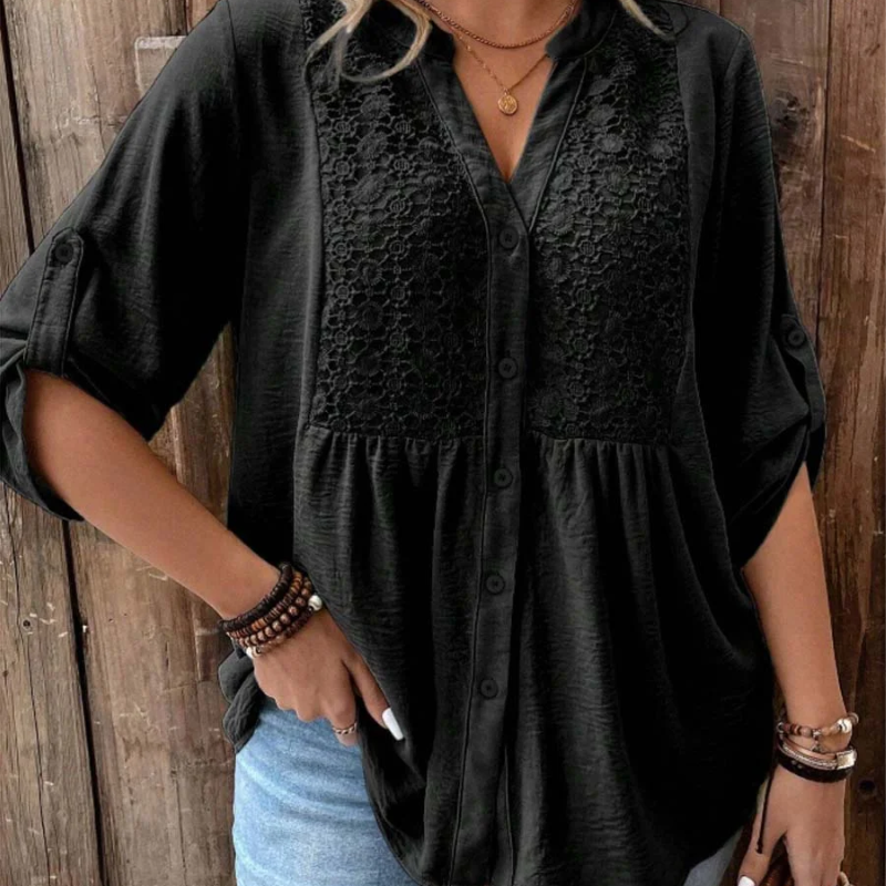 Floor – Blouse met V-hals en knopen