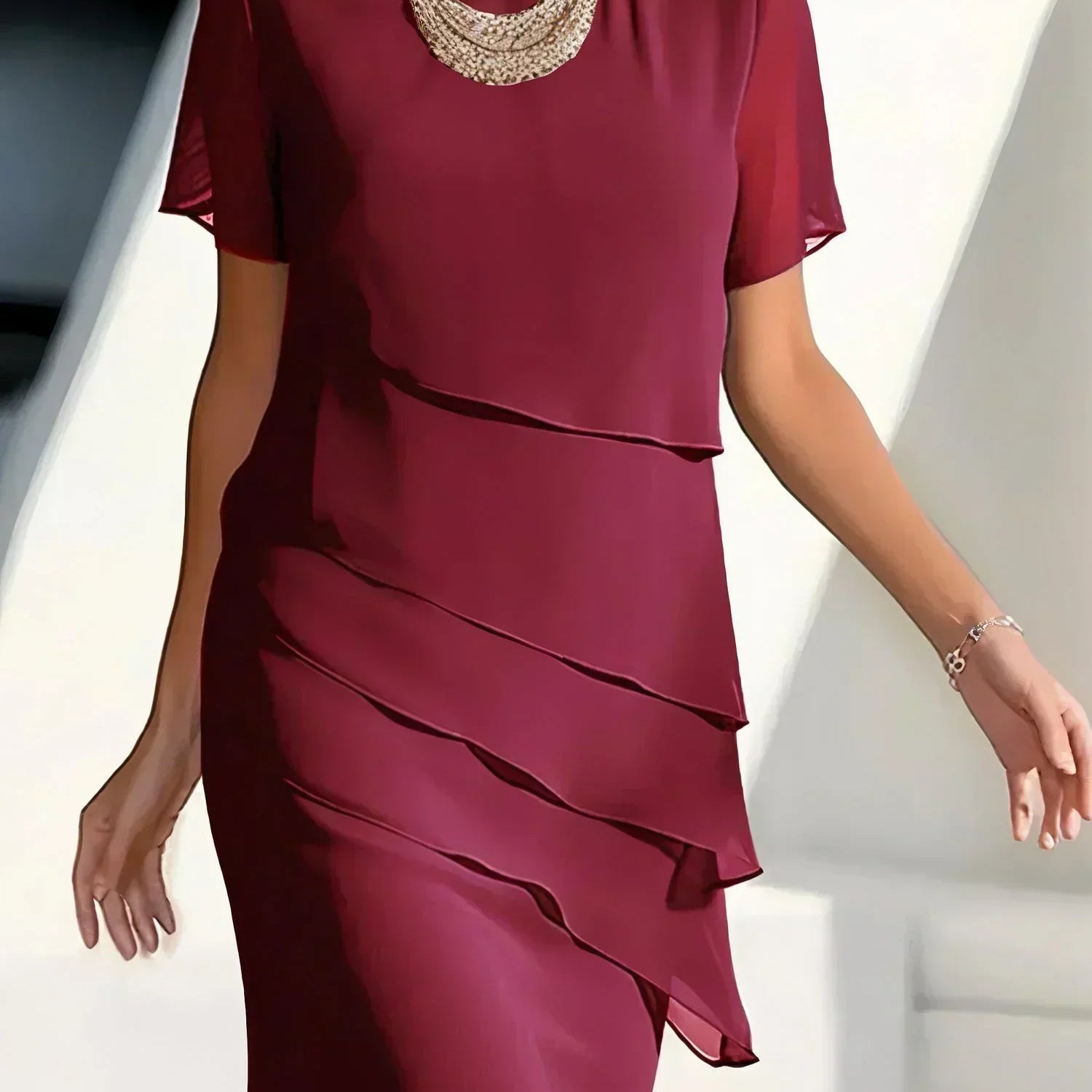 Anastasia | Luxe gelaagde midi-jurk