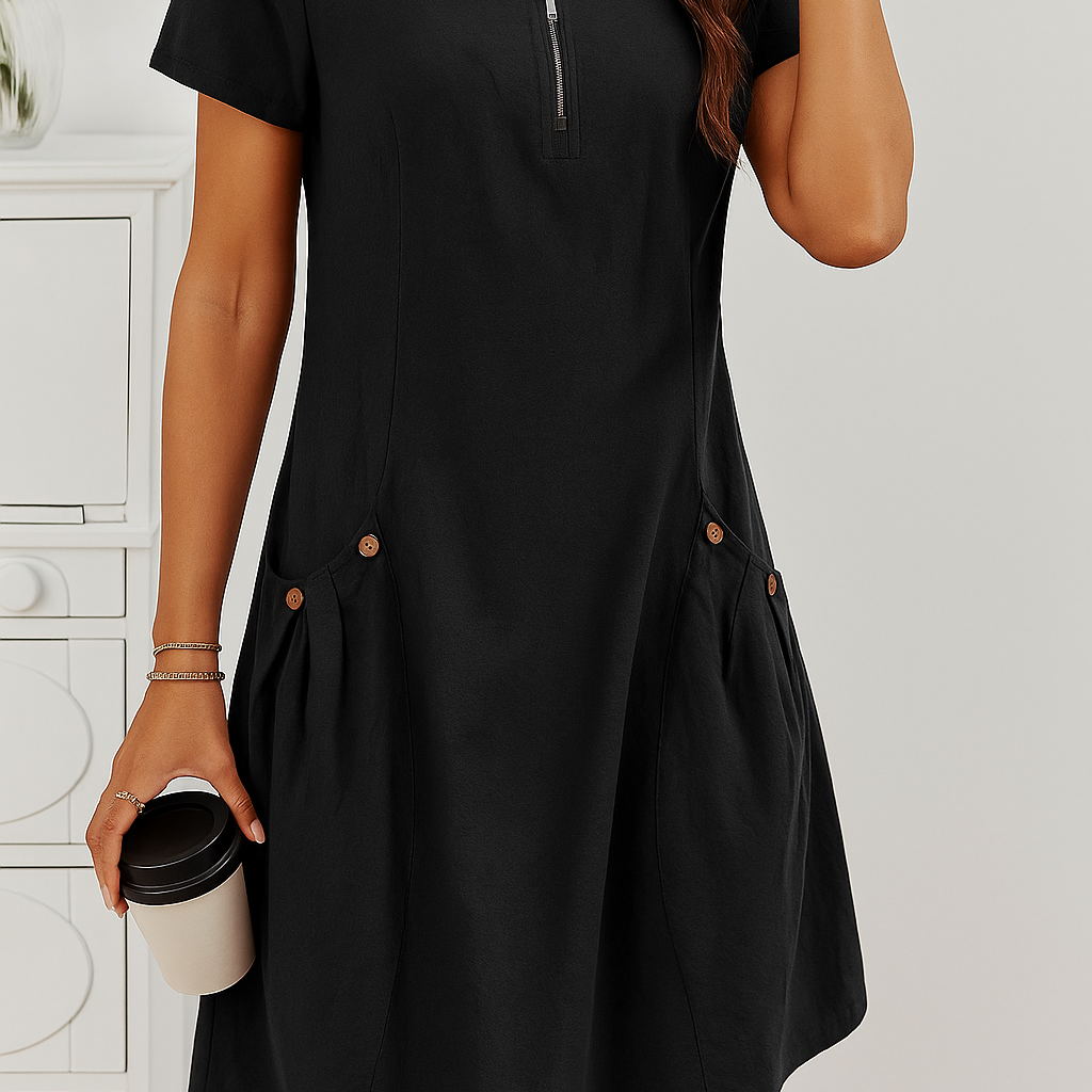 MARIELLA | Zomerjurk met Elegante Rits, Praktische Zakken en Dagelijks Comfort