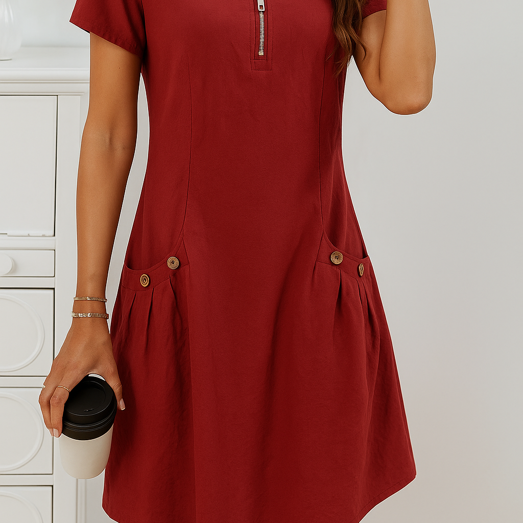 MARIELLA | Zomerjurk met Elegante Rits, Praktische Zakken en Dagelijks Comfort