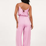 Wijde dames Jumpsuit Satin Roze - NoorderAmsterdam