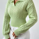 Elegante Gebreide Top met Kraag – Zwart