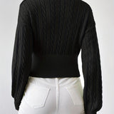 Elegante Gebreide Top met Kraag – Zwart