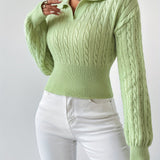 Elegante Gebreide Top met Kraag – Zwart