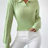 Elegante Gebreide Top met Kraag – Zwart