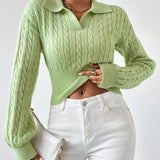 Elegante Gebreide Top met Kraag – Zwart