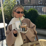 Dames soft beige trendy oversized wollen jas - NoorderAmsterdam