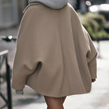 Dames soft beige trendy oversized wollen jas - NoorderAmsterdam