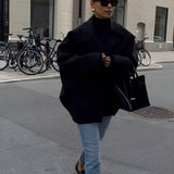 Dames soft beige trendy oversized wollen jas - NoorderAmsterdam