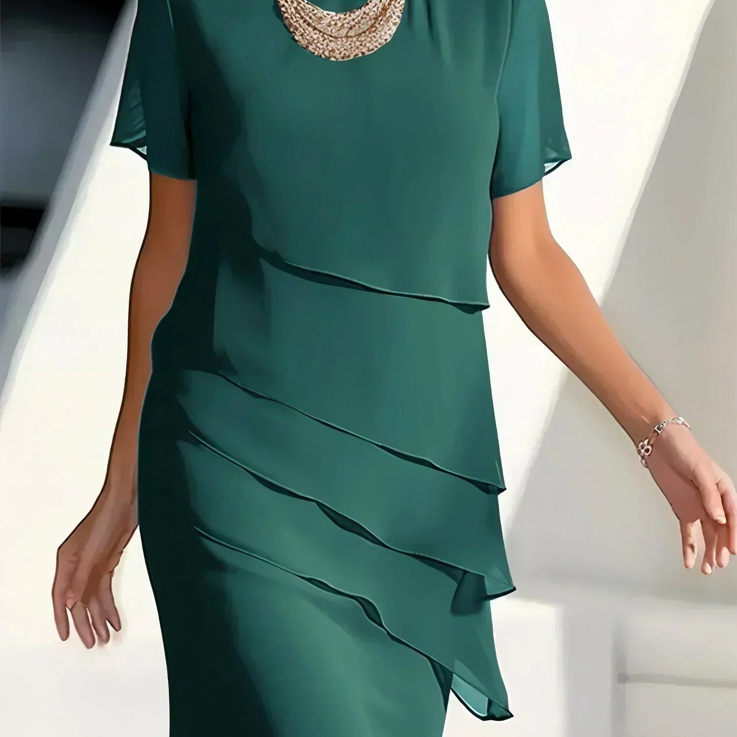 Anastasia | Luxe gelaagde midi-jurk