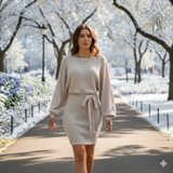 Gebreide Damesjurk met Ceintuur - By NoorderAmsterdam