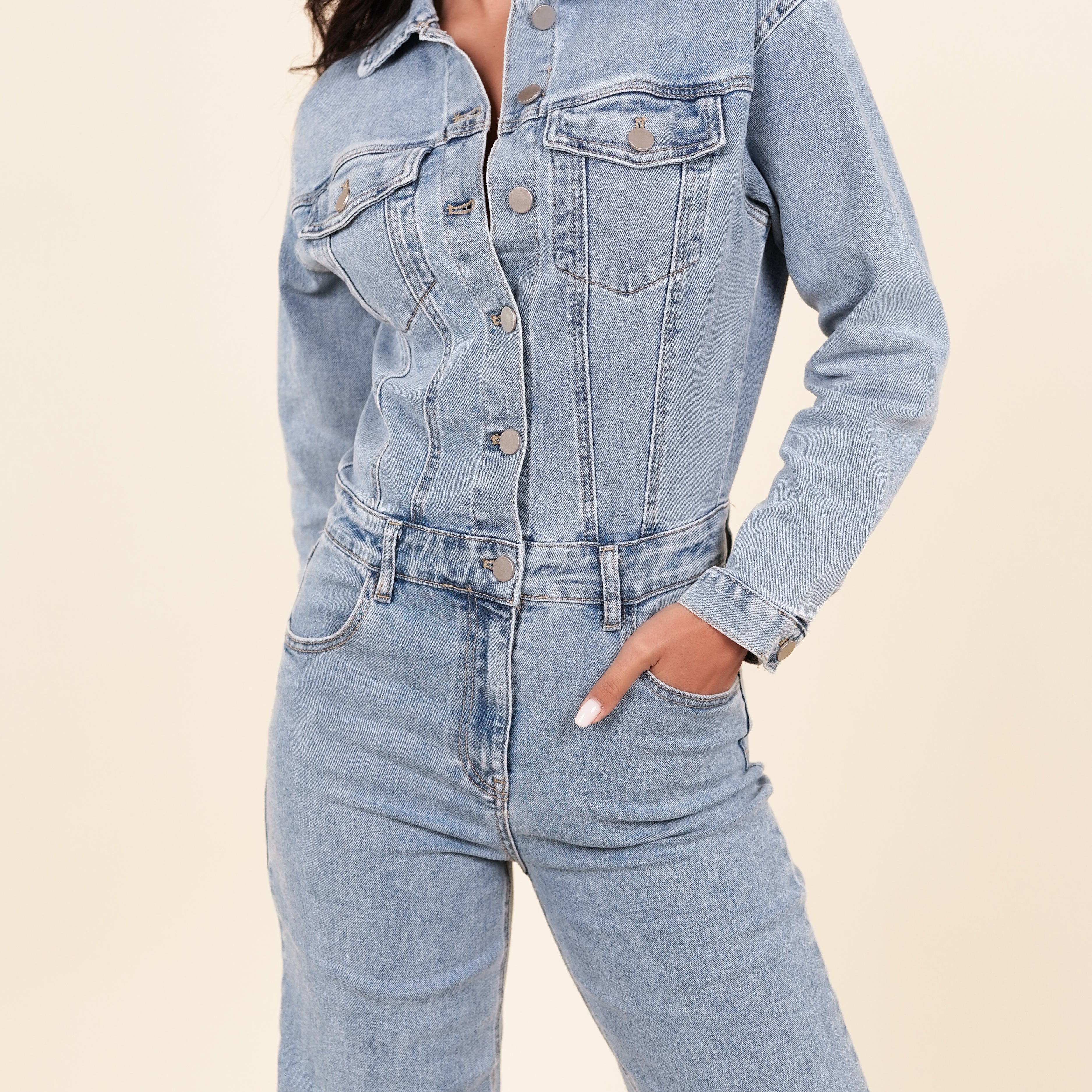 Dames Jumpsuit Denim met straight leg blauw - NoorderAmsterdam