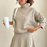 Gebreide Dames Set – Coltrui & Rok in Chocoladebruin | Herfst & Winter Outfit