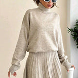 Gebreide Dames Set – Coltrui & Rok in Chocoladebruin | Herfst & Winter Outfit