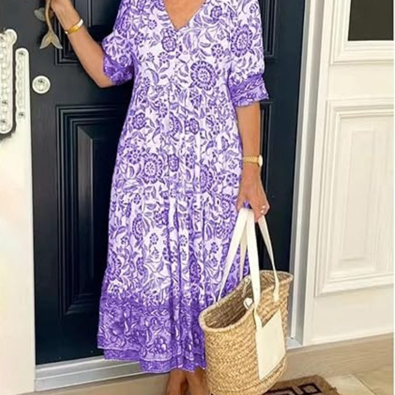 GIULIA | Elegante Bloemenjurk met Dagelijks Comfort voor Alle Gelegenheden