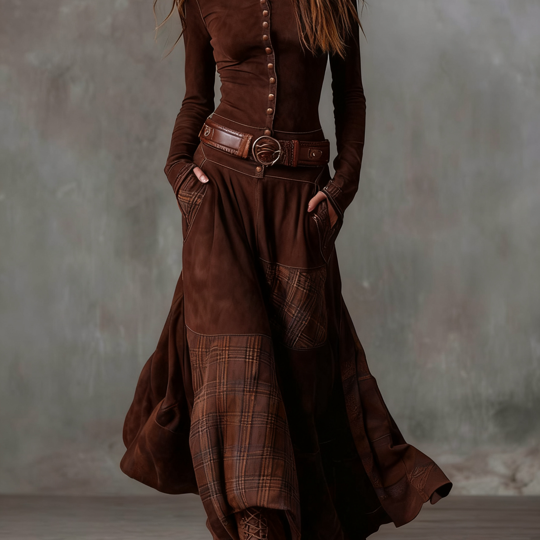 LEONORA™ | Lange vintage jurk met flatterende pasvorm en tijdloze boho uitstraling (Inclusief Ceintuur)