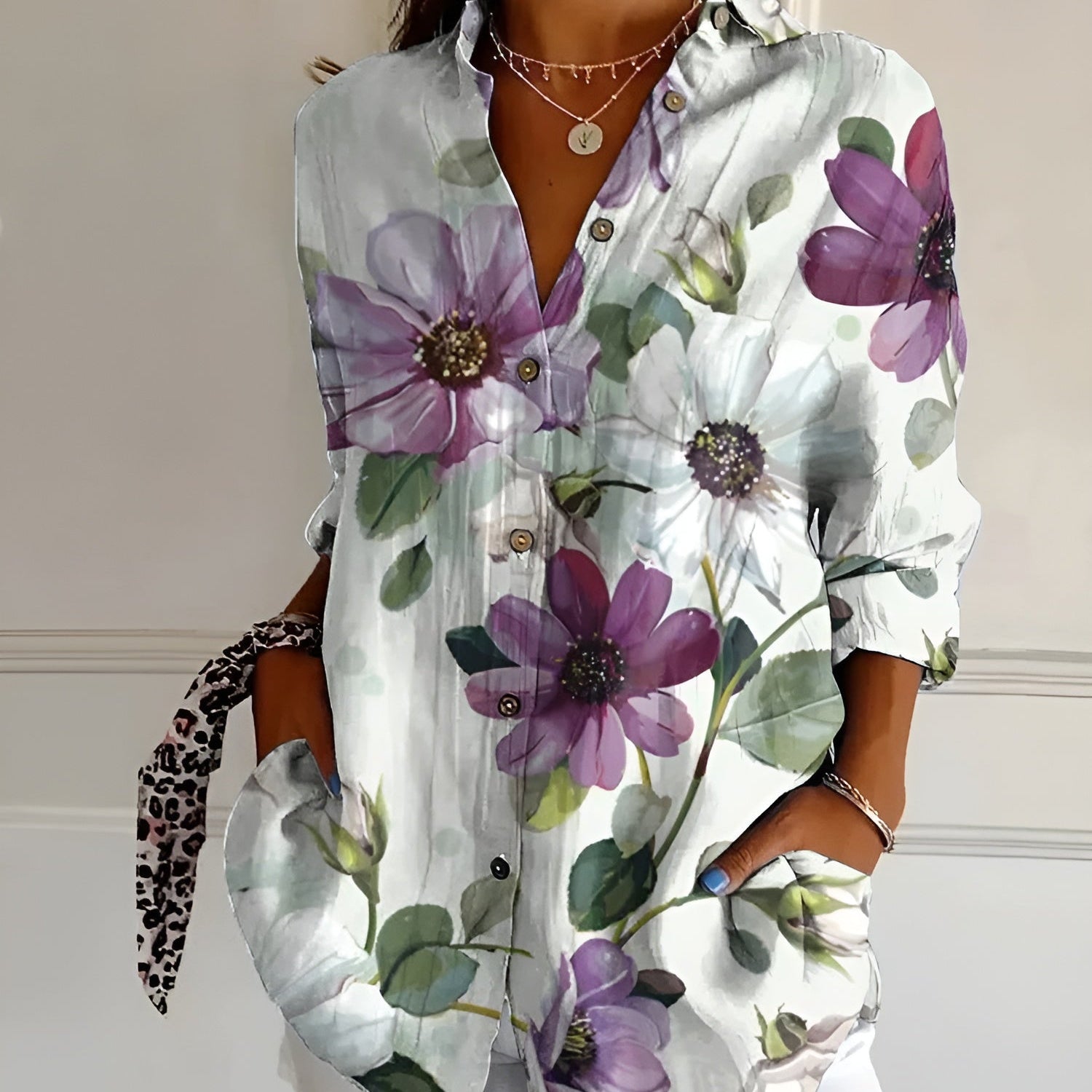 Patchwork Blouse met Bloemenprint – Boho Chic & Vrolijk